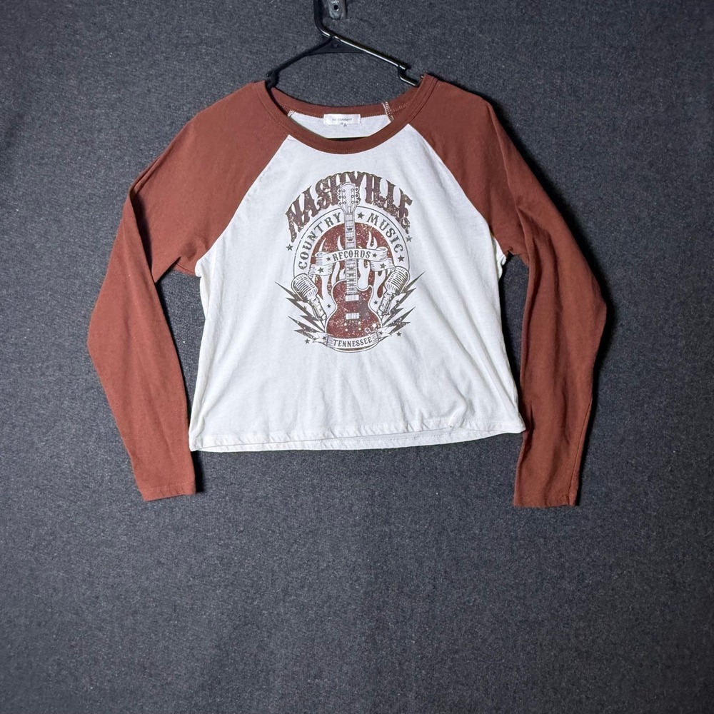 WOMENS LARGE Nashville Country Music Records Raglan Baseball Tee Rust Brown